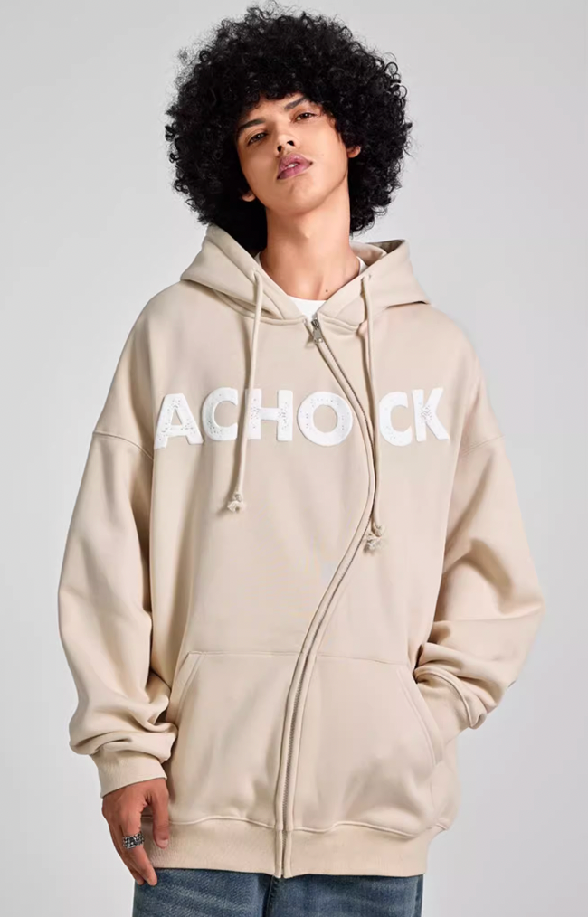 Achock National Tide S Zipper Foam Printed Hoodie