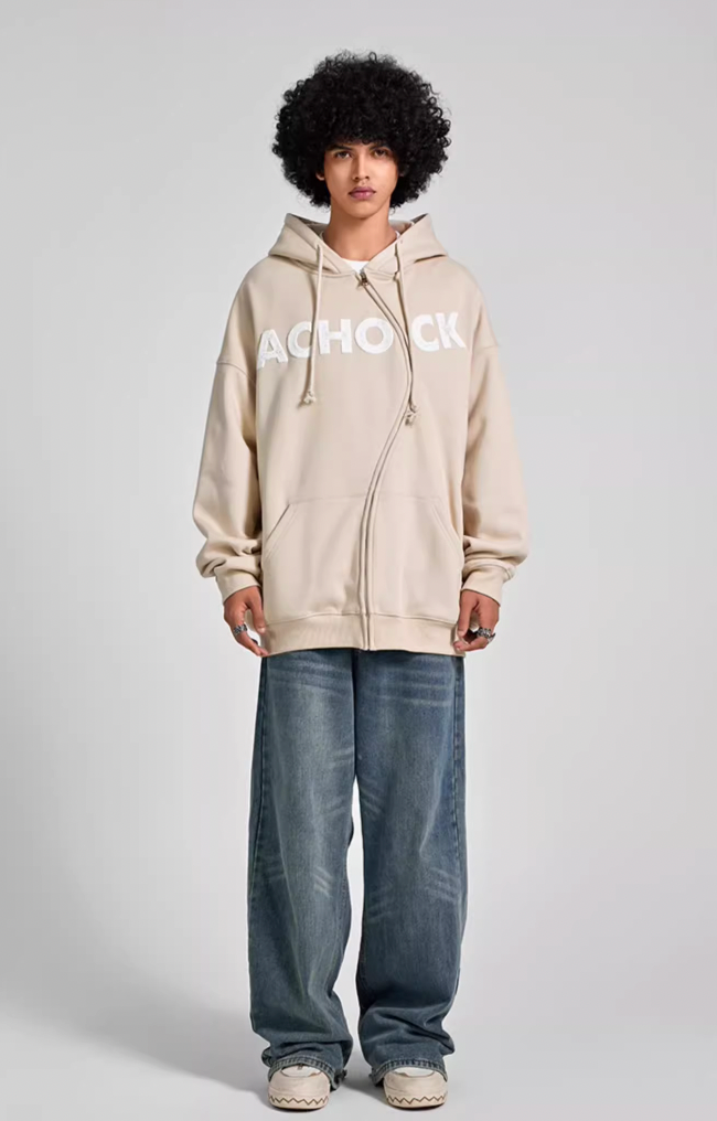 Achock National Tide S Zipper Foam Printed Hoodie