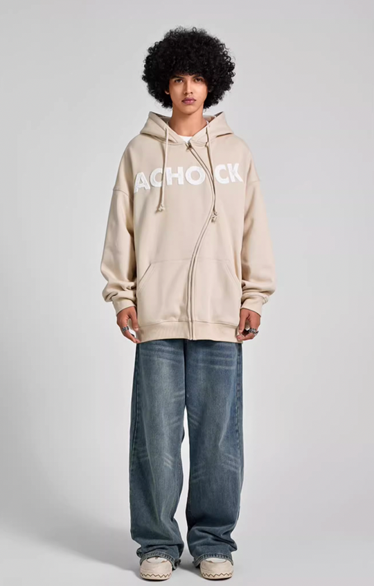 Achock National Tide S Zipper Foam Printed Hoodie