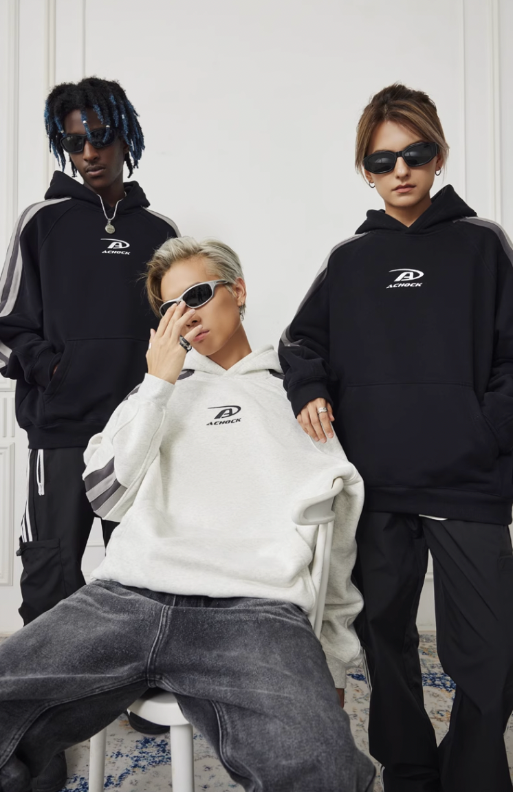 Achock Patchwork Small Logo Print Hoodie