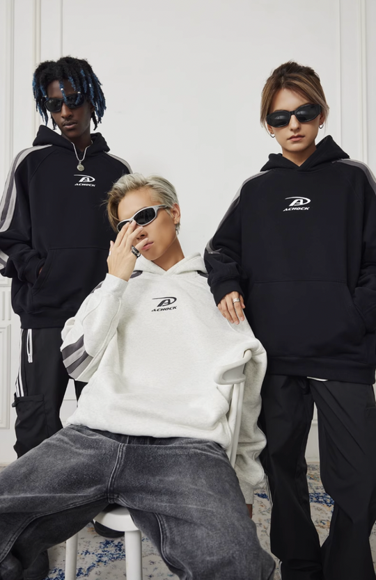 Achock Patchwork Small Logo Print Hoodie