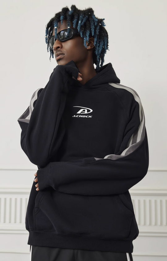 Achock Patchwork Small Logo Print Hoodie