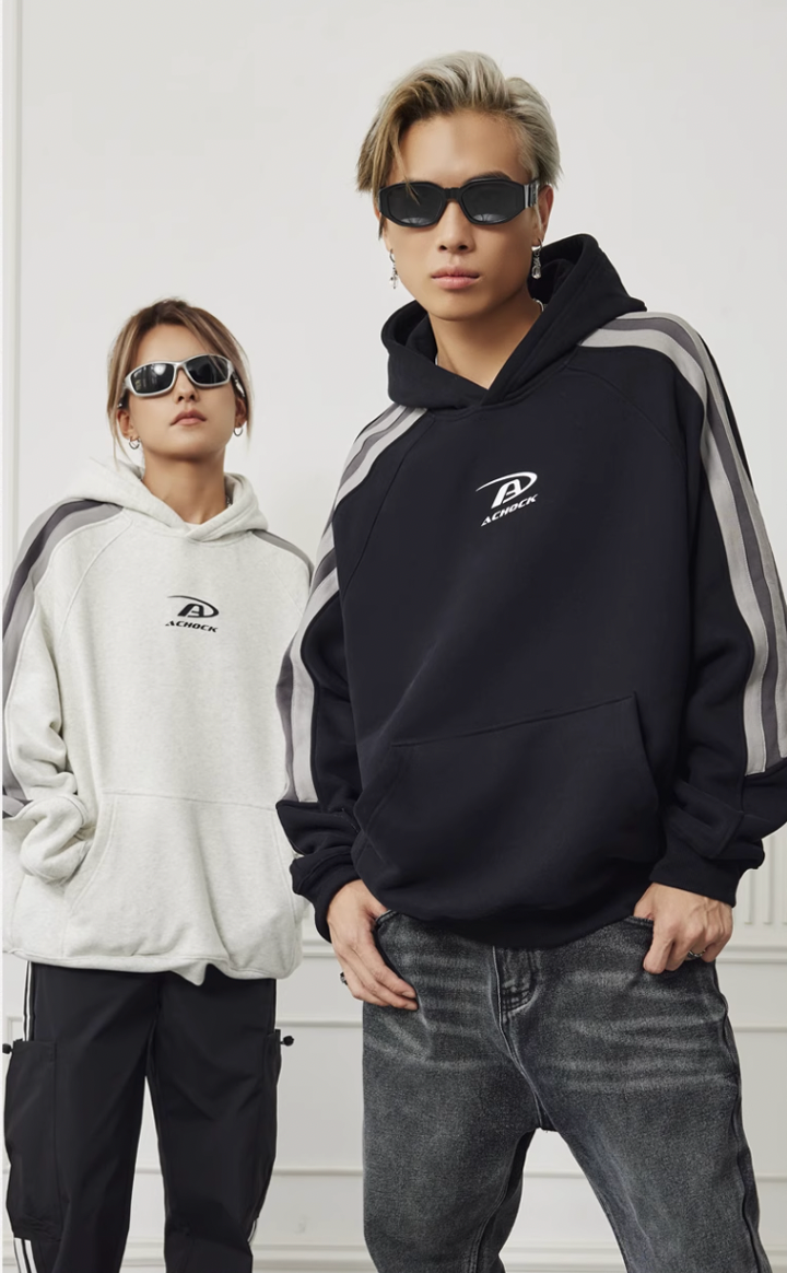 Achock Patchwork Small Logo Print Hoodie