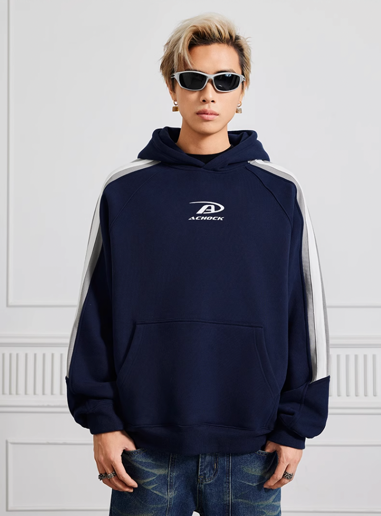 Achock Patchwork Small Logo Print Hoodie