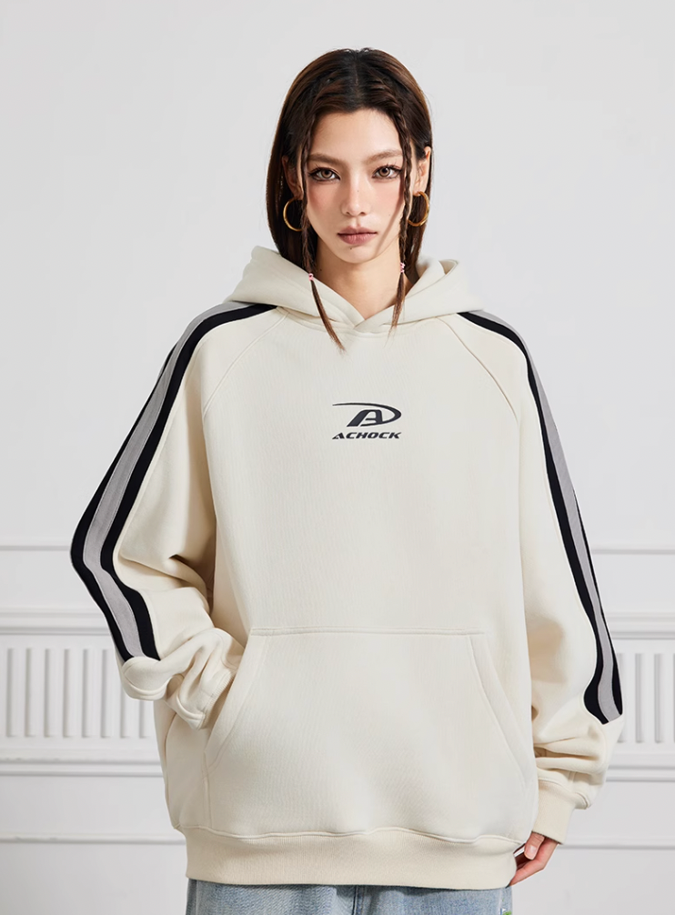 Achock Patchwork Small Logo Print Hoodie