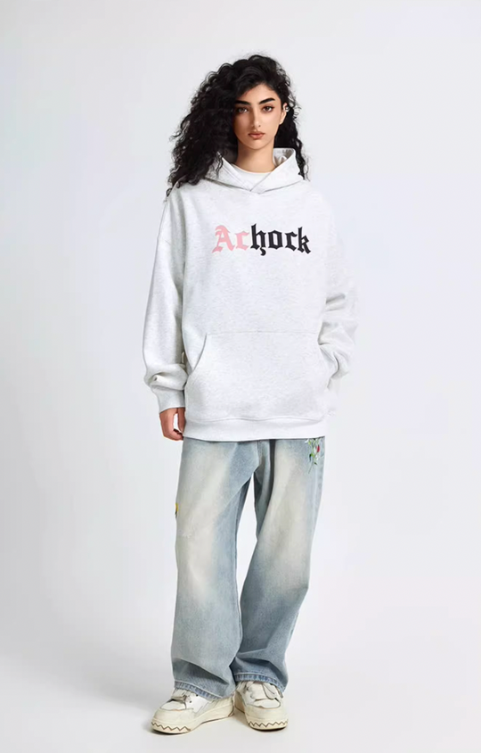 Puff print hoodies | Achock Colorblocking Printed Logo Hoodie | Face 3 Face