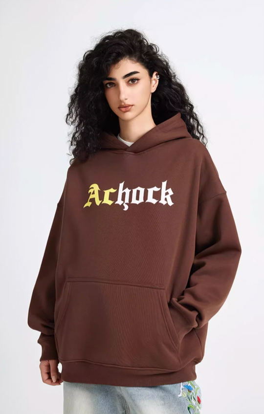 Puff print hoodies | Achock Colorblocking Printed Logo Hoodie | Face 3 Face
