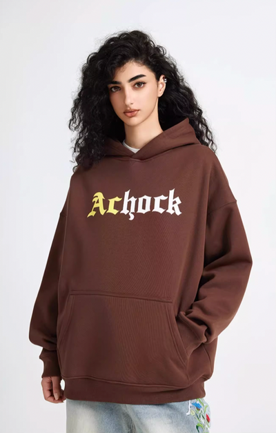 Achock Colorblocking Printed Logo Hoodie