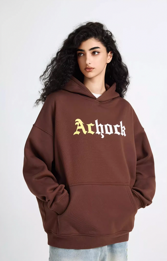 Puff print hoodies | Achock Colorblocking Printed Logo Hoodie | Face 3 Face