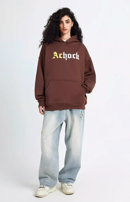 Puff print hoodies | Achock Colorblocking Printed Logo Hoodie | Face 3 Face