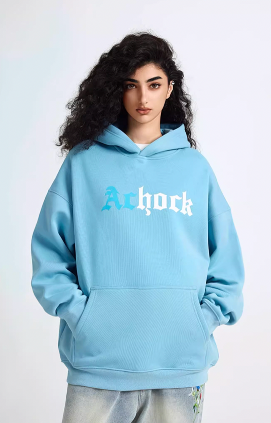 Puff print hoodies | Achock Colorblocking Printed Logo Hoodie | Face 3 Face