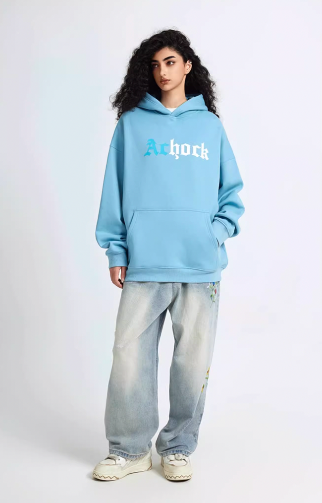 Puff print hoodies | Achock Colorblocking Printed Logo Hoodie | Face 3 Face