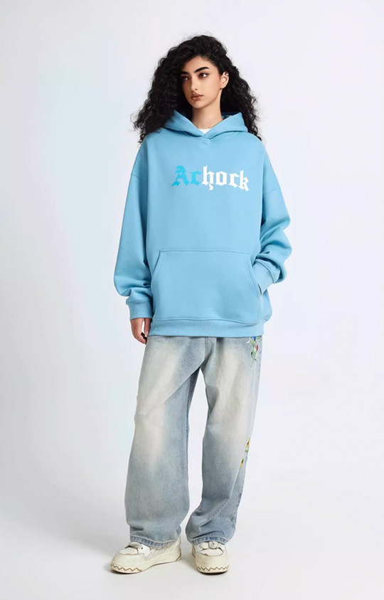 Puff print hoodies | Achock Colorblocking Printed Logo Hoodie | Face 3 Face