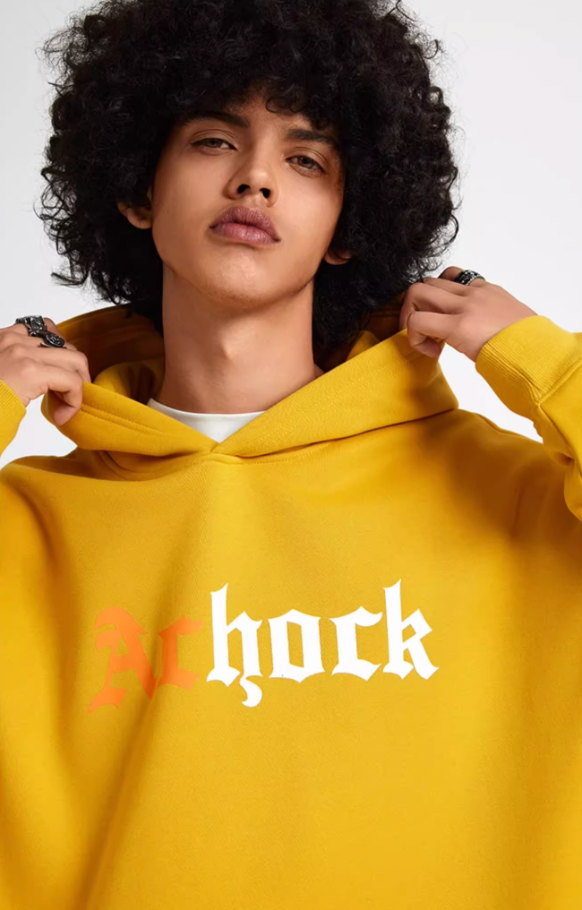 Puff print hoodies | Achock Colorblocking Printed Logo Hoodie | Face 3 Face