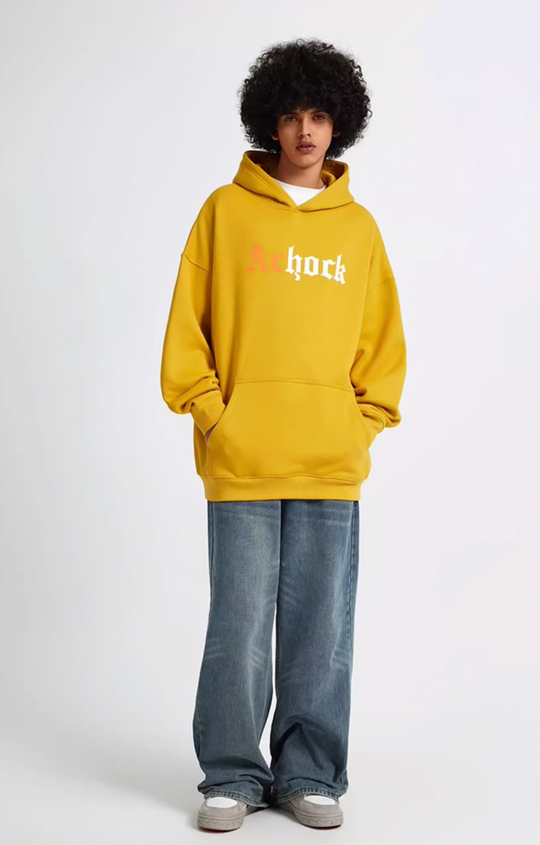 Puff print hoodies | Achock Colorblocking Printed Logo Hoodie | Face 3 Face