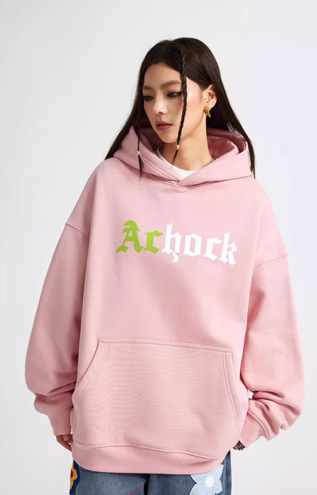 Puff print hoodies | Achock Colorblocking Printed Logo Hoodie | Face 3 Face