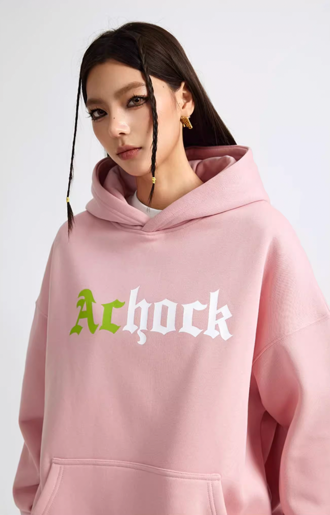 Puff print hoodies | Achock Colorblocking Printed Logo Hoodie | Face 3 Face