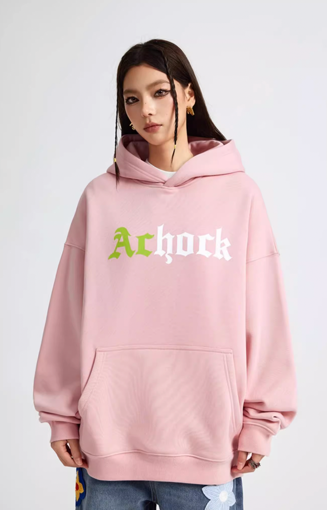 Puff print hoodies | Achock Colorblocking Printed Logo Hoodie | Face 3 Face