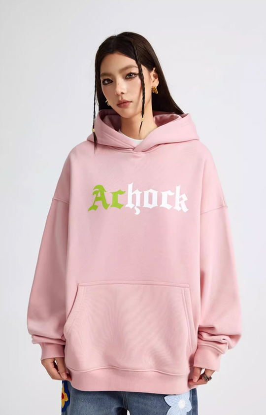 Puff print hoodies | Achock Colorblocking Printed Logo Hoodie | Face 3 Face