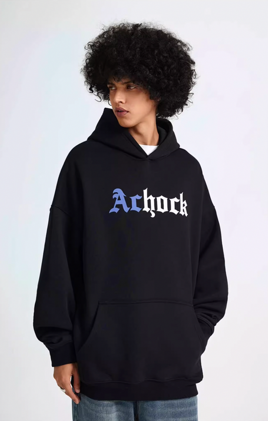 Puff print hoodies | Achock Colorblocking Printed Logo Hoodie | Face 3 Face
