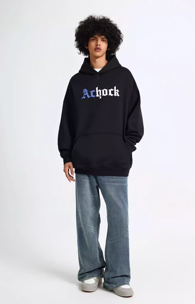 Puff print hoodies | Achock Colorblocking Printed Logo Hoodie | Face 3 Face