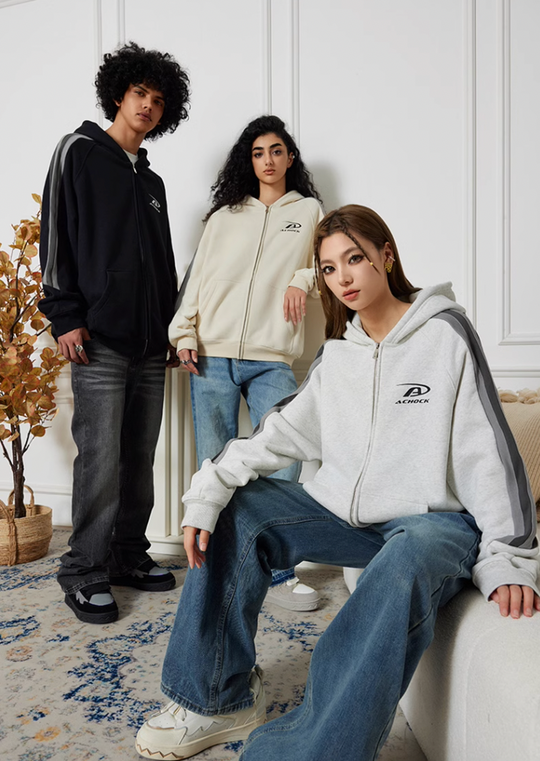 Achock Small Logo Splicing Zipper Hoodie