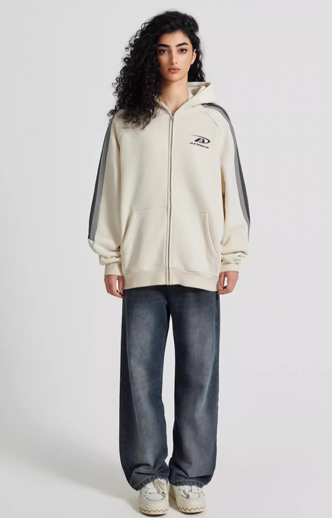 Achock Small Logo Splicing Zipper Hoodie