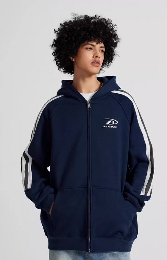 Achock Small Logo Splicing Zipper Hoodie