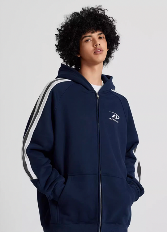 Achock Small Logo Splicing Zipper Hoodie