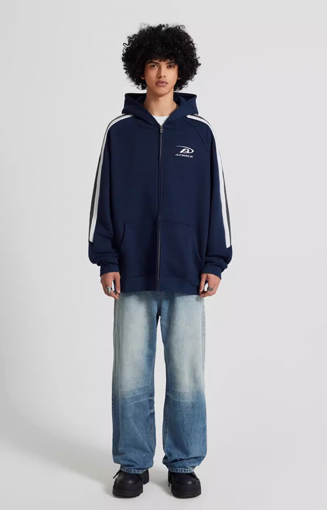 Achock Small Logo Splicing Zipper Hoodie