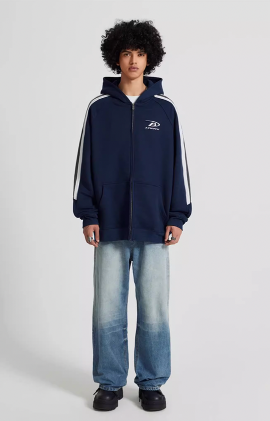 Achock Small Logo Splicing Zipper Hoodie