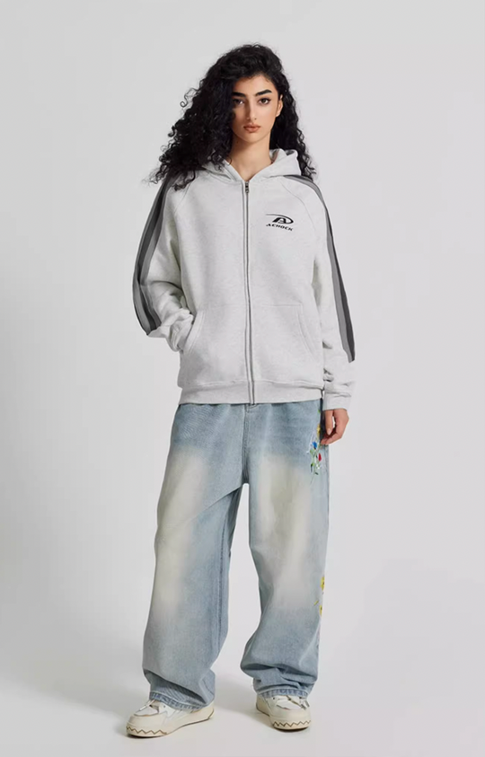 Achock Small Logo Splicing Zipper Hoodie