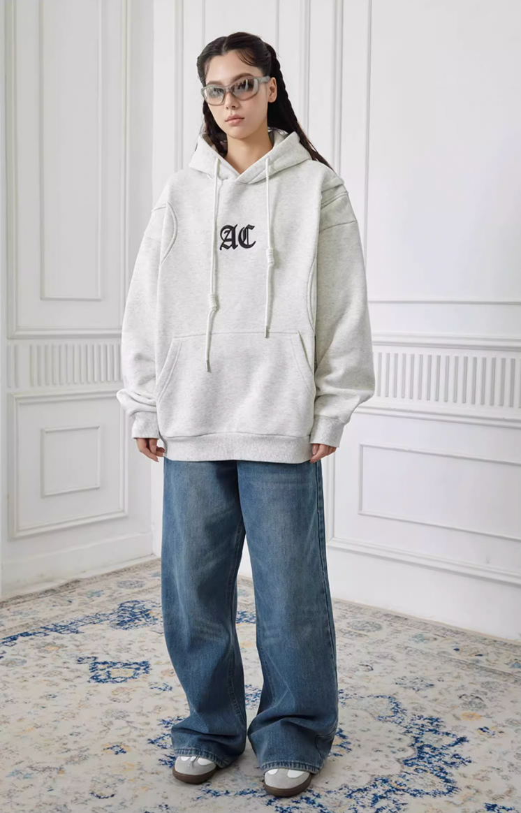 Achock Logo Embroidery Deconstructed Splicing Hoodie