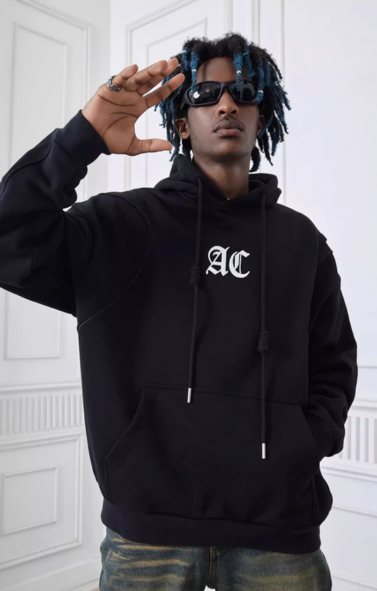 Achock Logo Embroidery Deconstructed Splicing Hoodie