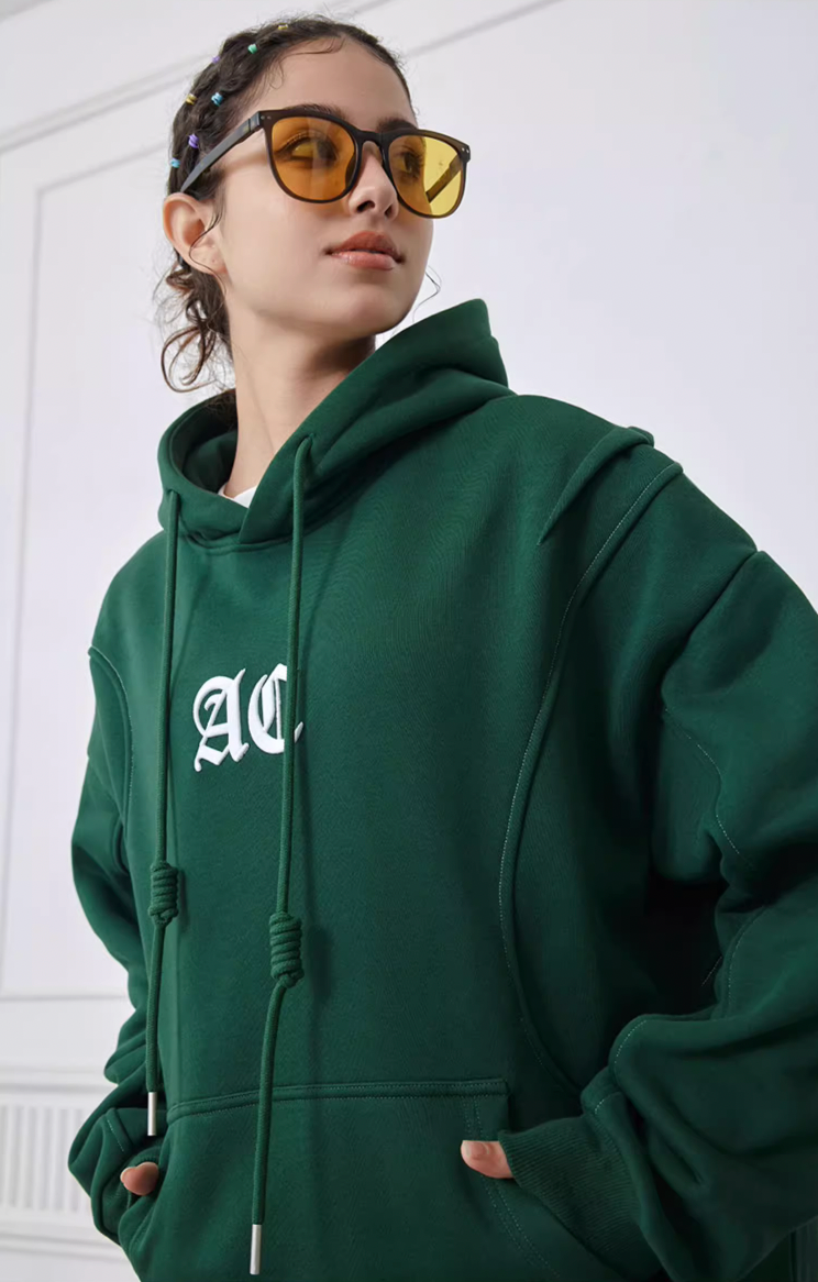 Achock Logo Embroidery Deconstructed Splicing Hoodie