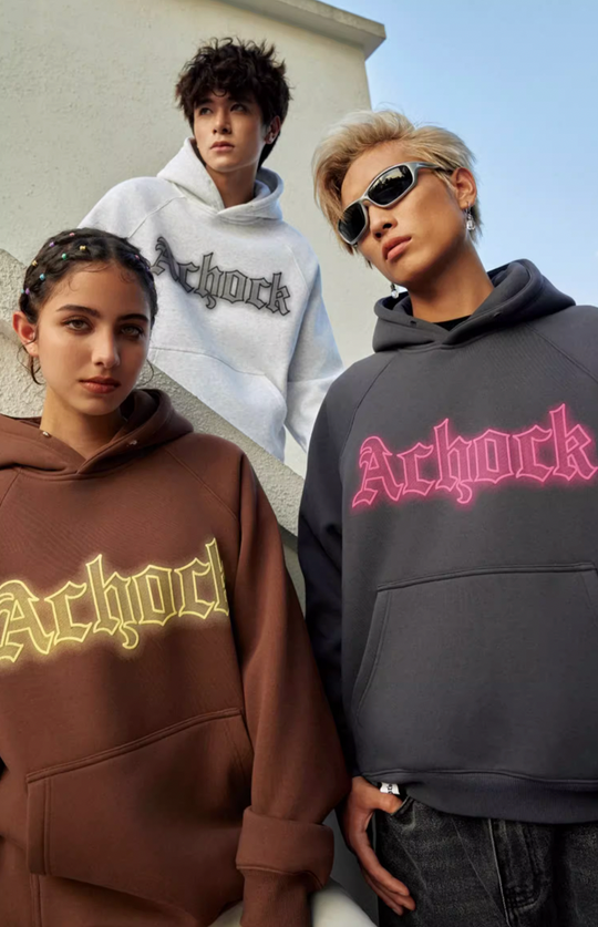 Achock Raglan Sleeve Logo Printed Hoodie