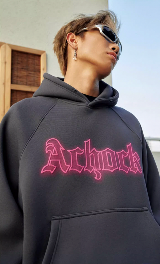 Achock Raglan Sleeve Logo Printed Hoodie