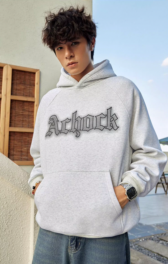 Achock Raglan Sleeve Logo Printed Hoodie