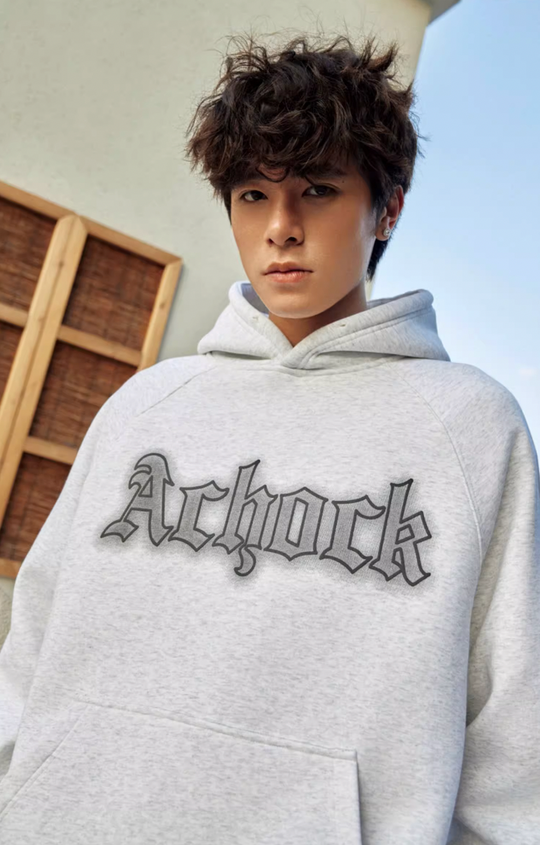 Achock Raglan Sleeve Logo Printed Hoodie