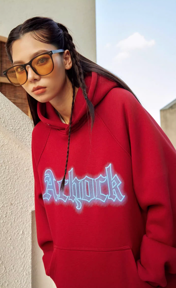 Achock Raglan Sleeve Logo Printed Hoodie