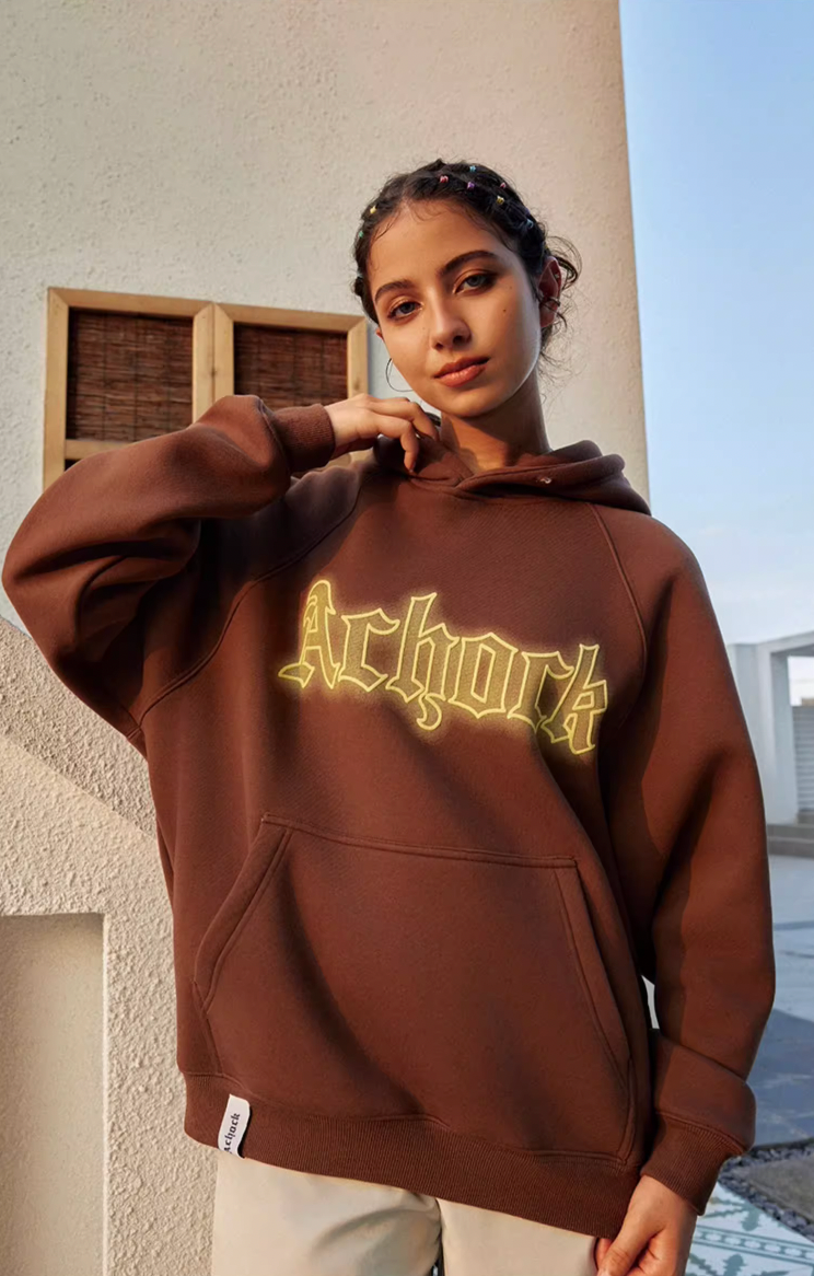 Achock Raglan Sleeve Logo Printed Hoodie
