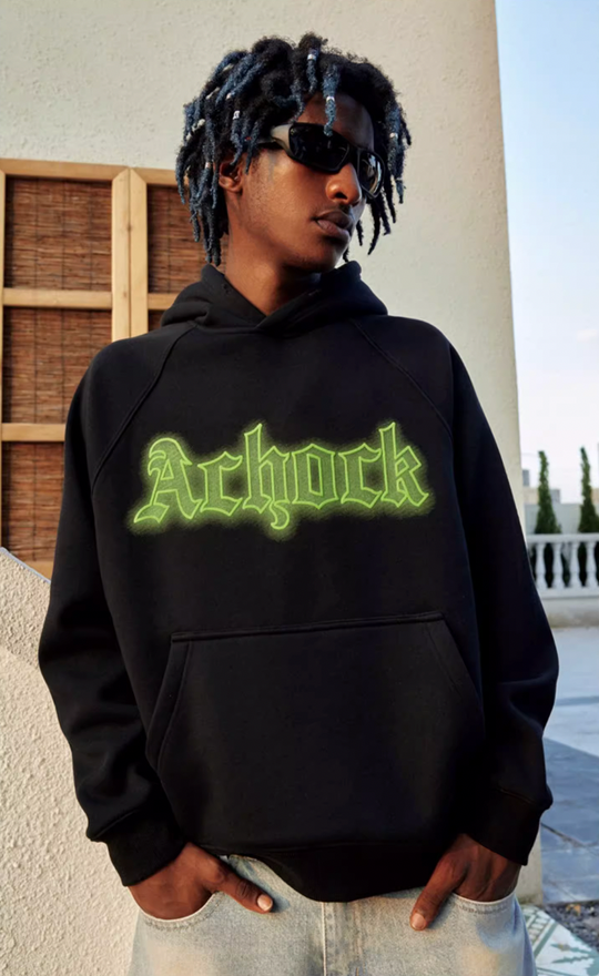 Achock Raglan Sleeve Logo Printed Hoodie