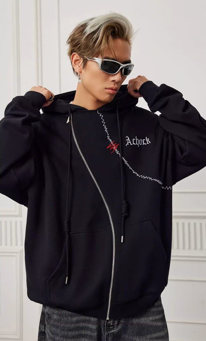 Achock Logo Embroidered Design S Zipper Hoodie