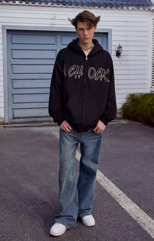 Achock Embroidery Logo Zipper Hoodie | Face 3 Face