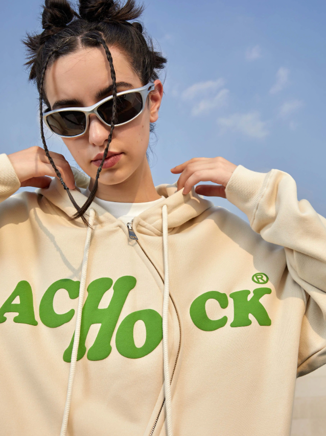 Achock S Zipper Logo Bubble Print Hoodie