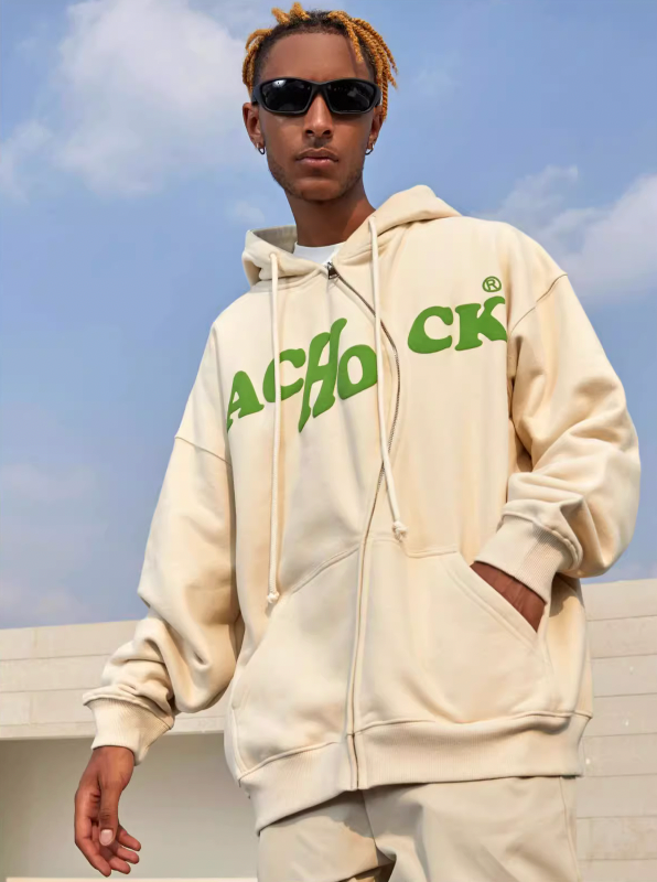 Achock S Zipper Logo Bubble Print Hoodie