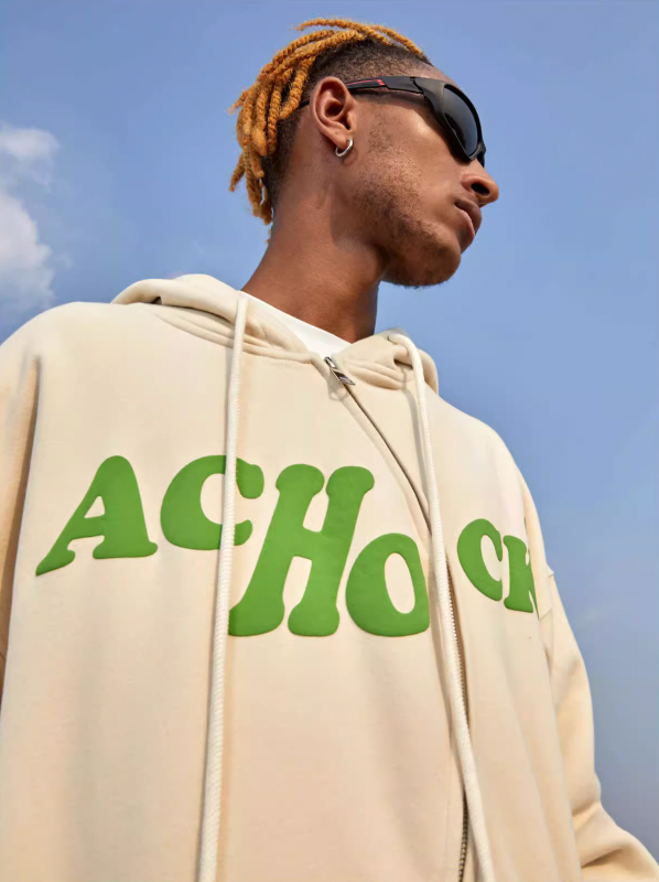 Achock S Zipper Logo Bubble Print Hoodie