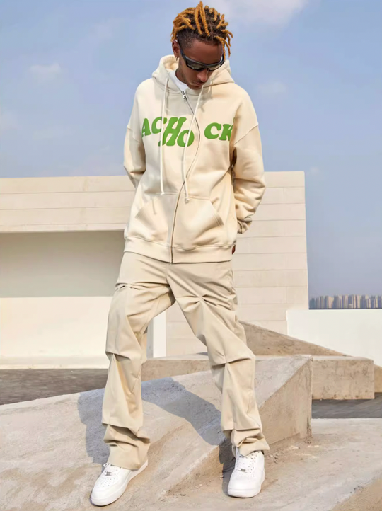 Achock S Zipper Logo Bubble Print Hoodie