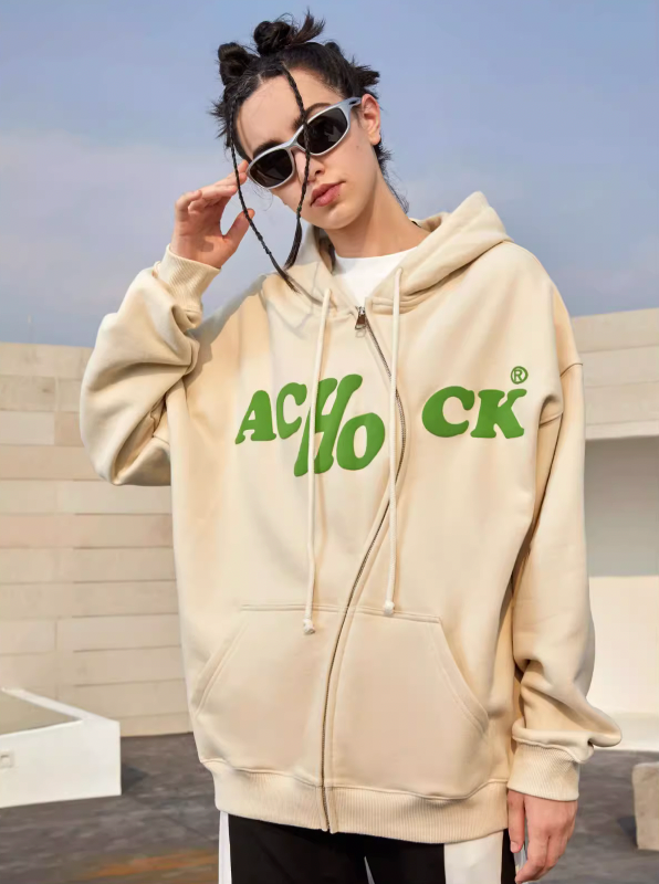 Achock S Zipper Logo Bubble Print Hoodie
