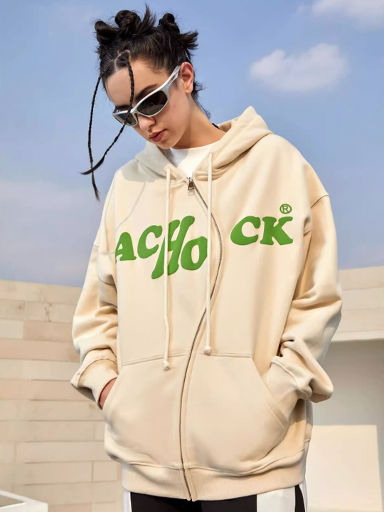 Achock S Zipper Logo Bubble Print Hoodie